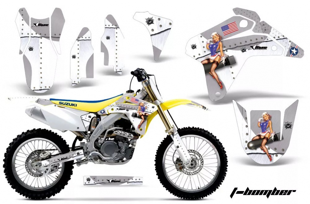 T-Bomber Weiß ohne Nummernfeldern für Suzuki RMZ 450 2005-2006
