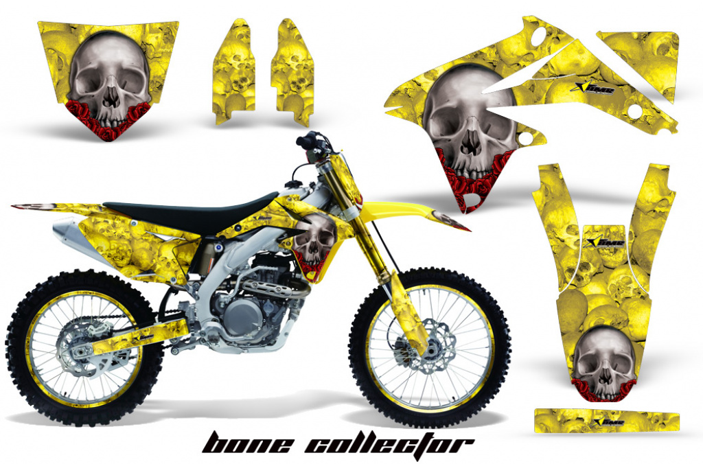 Bone Collector Gelb mit Nummernfeldern für Suzuki RMZ 450 2008-2017