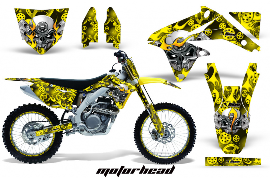 Motorhead Gelb mit Nummernfeldern für Suzuki RMZ 450 2008-2017