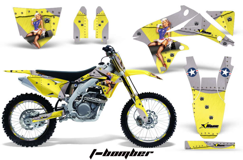 T-Bomber Gelb mit Nummernfeldern für Suzuki RMZ 450 2008-2017