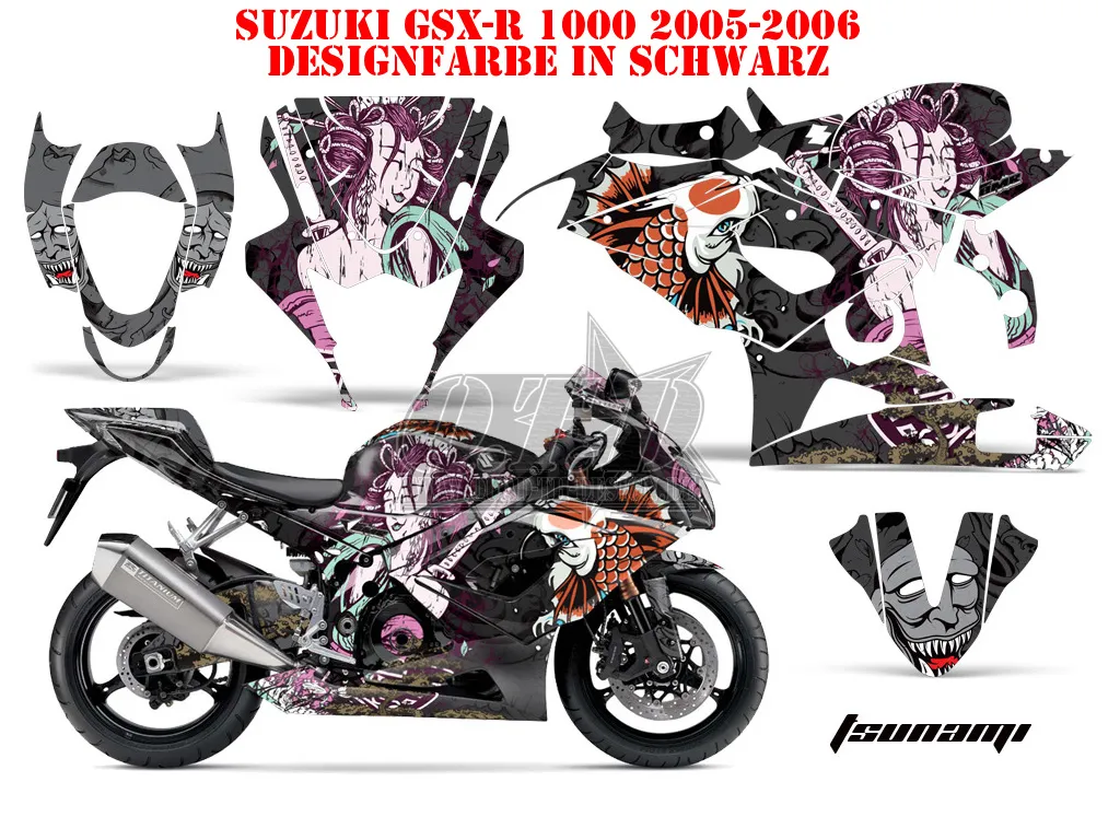 Tsunami Schwarz für Suzuki GSX R 1000 2005-2006