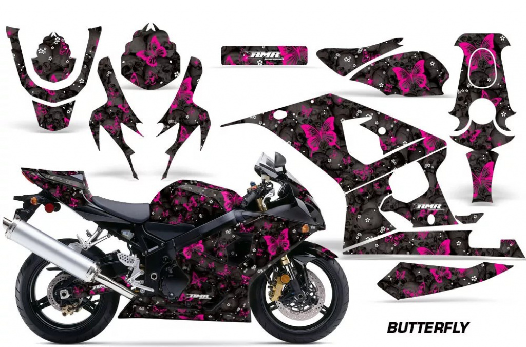 Butterfly Background = Black, Design color = Pink for Suzuki GSXR 600/750 2004-2005
