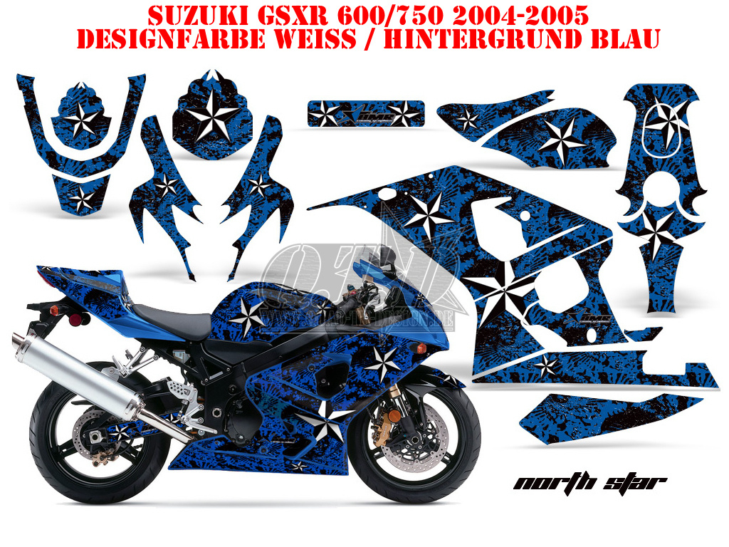 Northstar Background = Blue, Design color = White for Suzuki GSXR 600/750 2004-2005
