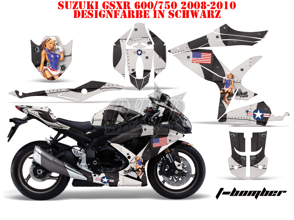 T-Bomber Black for Suzuki GSXR 600/750 2008-2010
