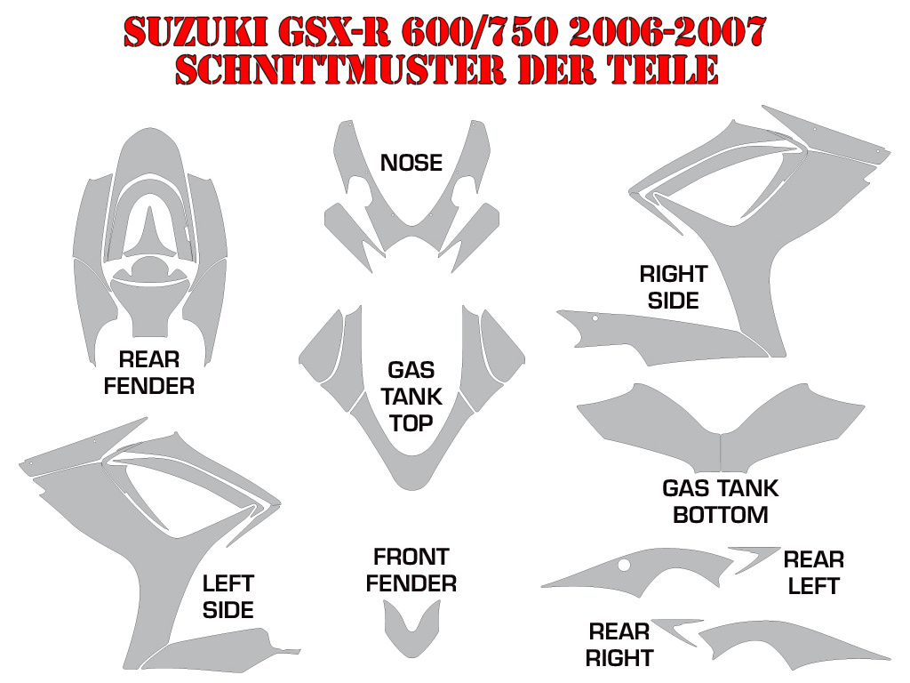 Cutting Pattern for Suzuki GSXR 600/750 2006-2007