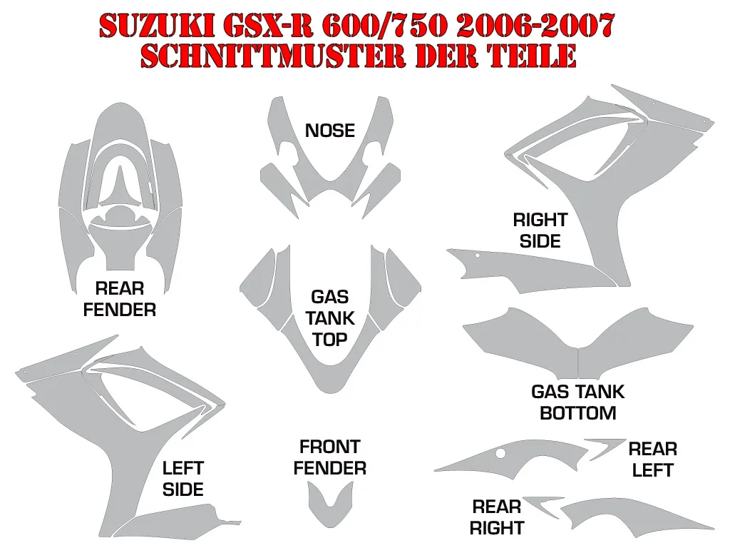 Schnittmuster für Suzuki GSXR 600/750 2006-2007