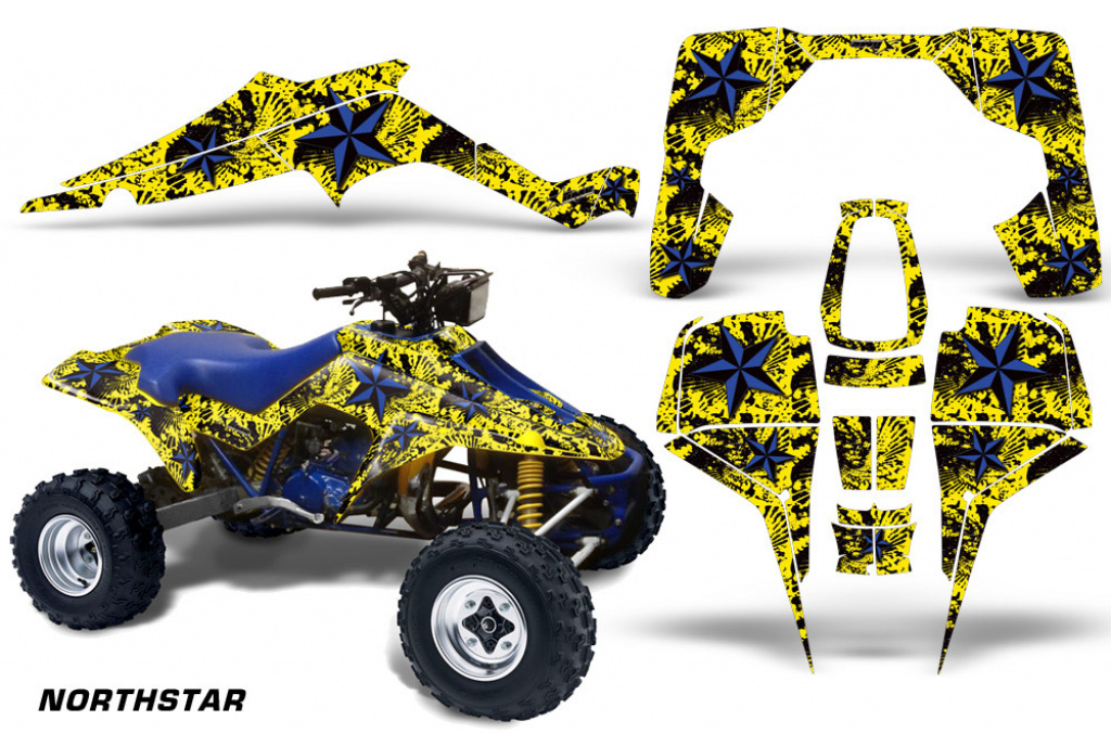 Northstar Hintergrund = Gelb, Designfarbe = Blau für Suzuki LT 500R Quadzilla 1987-1990