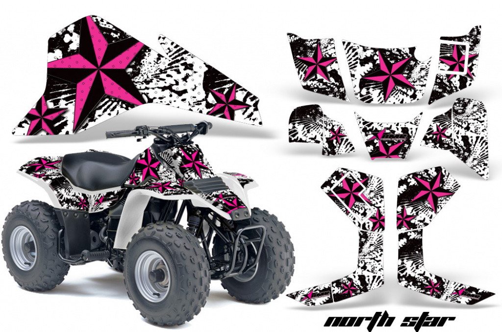 Northstar Hintergrund = Weiß, Designfarbe = Pink für Suzuki QuadSport LT80 1987-2006