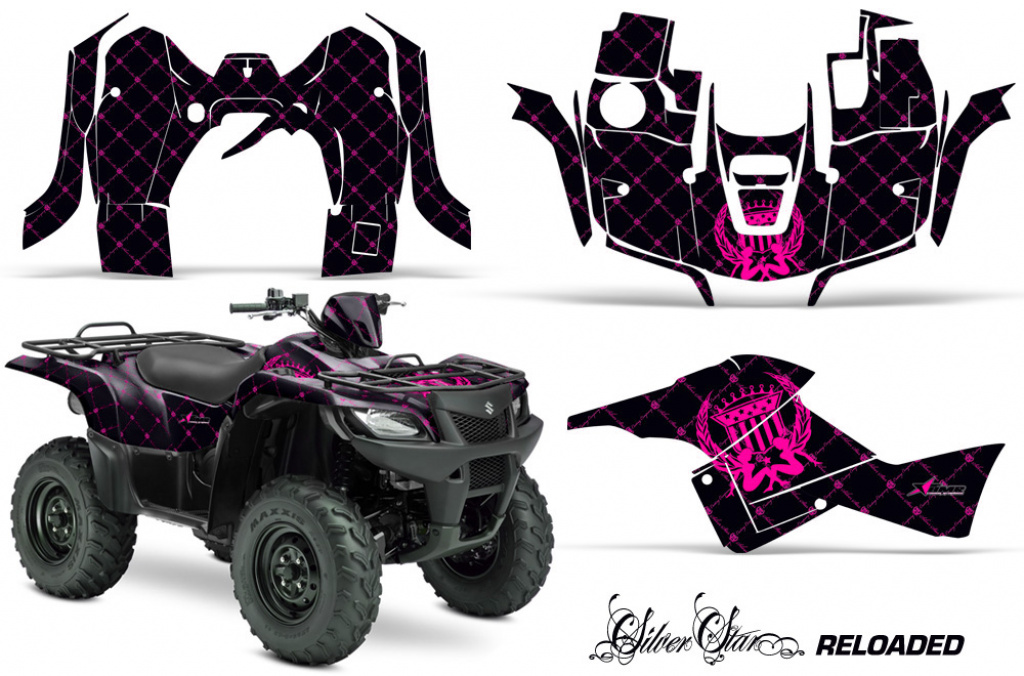 SilverStar - Reloaded Hintergrund = Schwarz, Designfarbe = Pink für Suzuki KingQuad LT-A 500/700/750 AXI bis 2018