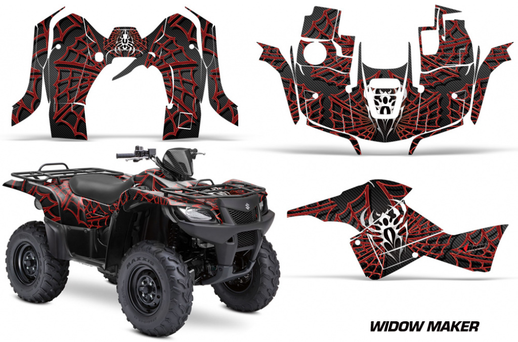 Widow Maker Hintergrund = Schwarz, Designfarbe = Rot für Suzuki KingQuad LT-A 500/700/750 AXI bis 2018