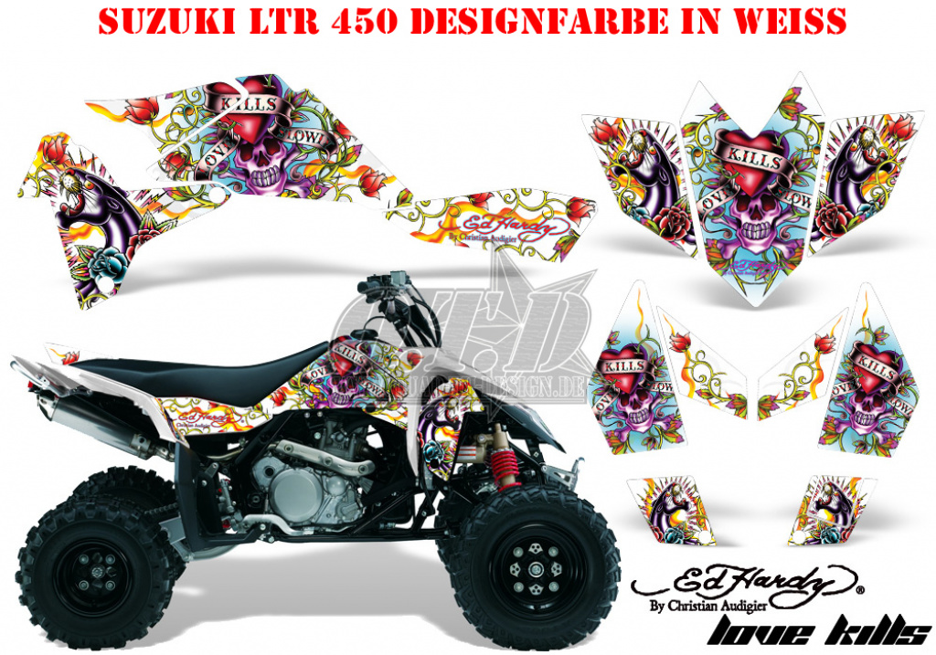Ed-Hardy - LoveKills Weiß für Suzuki LTR 450
