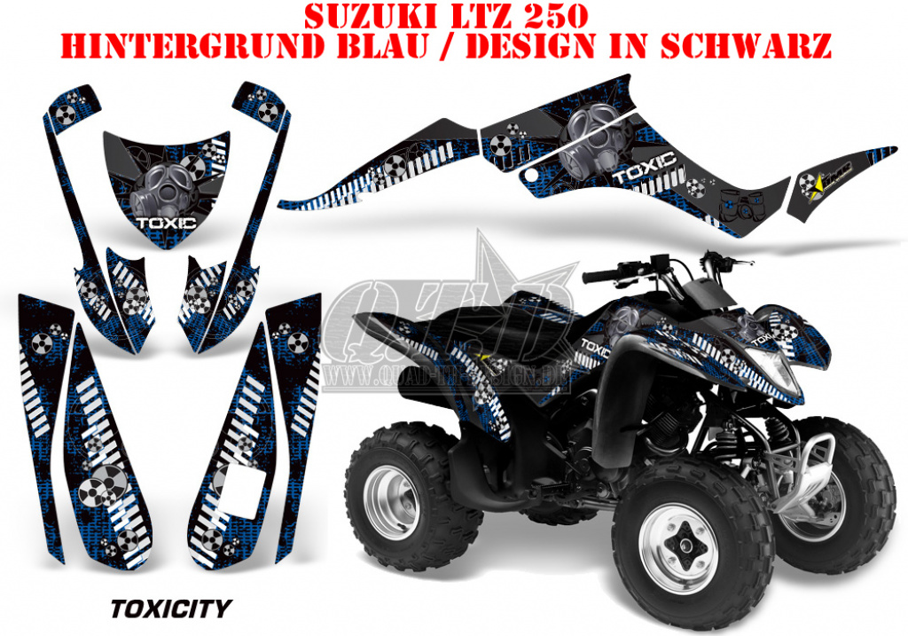 Toxicity Hintergrund = Blau, Designfarbe = Schwarz für Suzuki LTZ 250