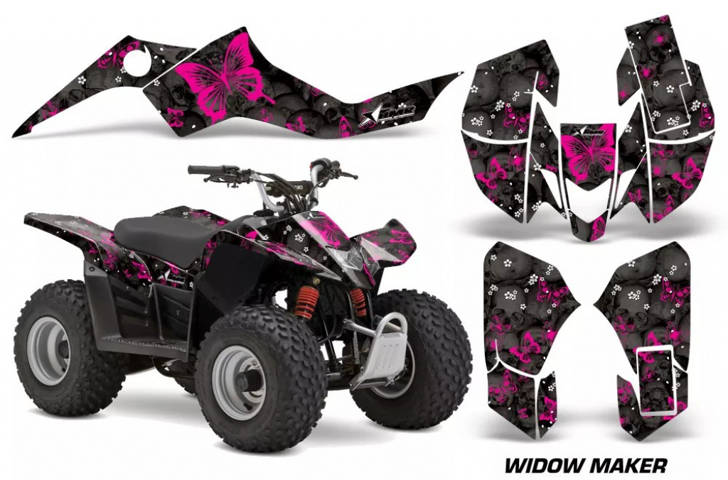 Butterfly Hintergrund = Schwarz, Designfarbe = Pink für Suzuki LTZ 50