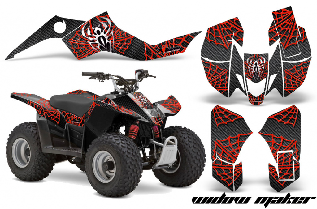Widow Maker Hintergrund = Schwarz, Designfarbe = Rot für Suzuki LTZ 50