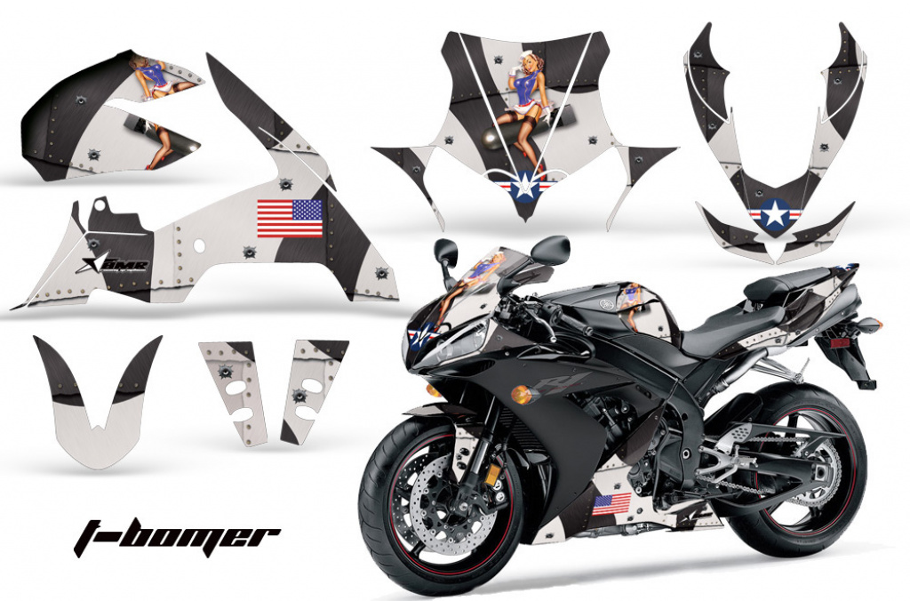T-Bomber Schwarz für Yamaha YZF R1 2004-2006