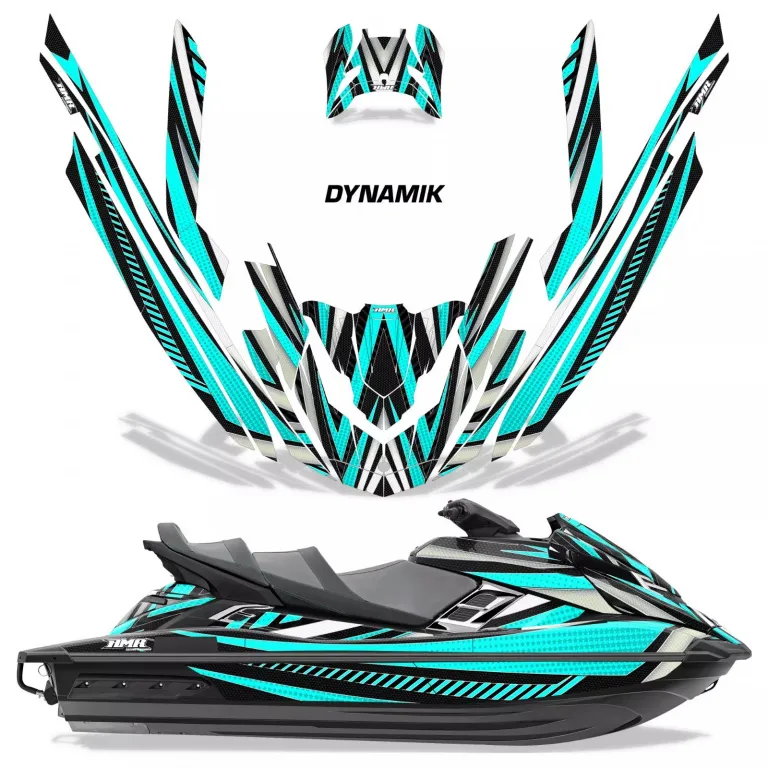 Dynamik Kraken Background = Black, Design color = Teal Blue for Yamaha FX Cruiser SVHO 2012-2018