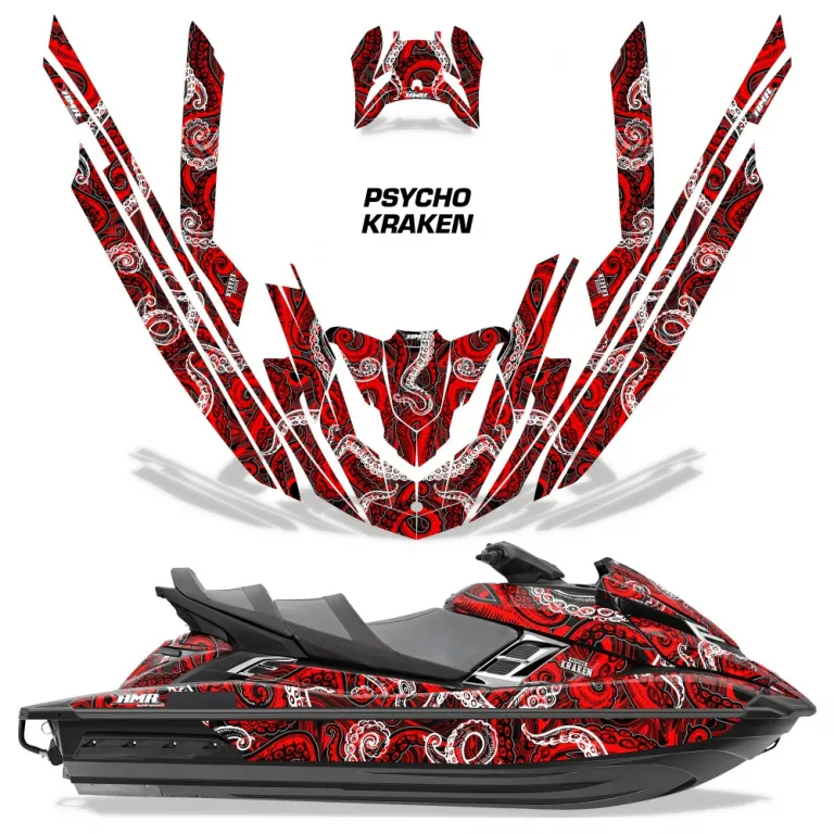 Psycho Kraken Background = Black, Design color = Red for Yamaha FX Cruiser SVHO 2012-2018