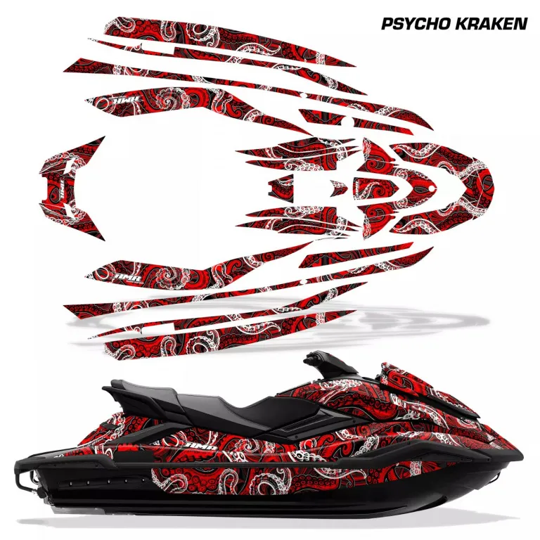 Psycho Kraken Background = Black, Design color = Red for Yamaha FX Cruiser SVHO 2019-2021
