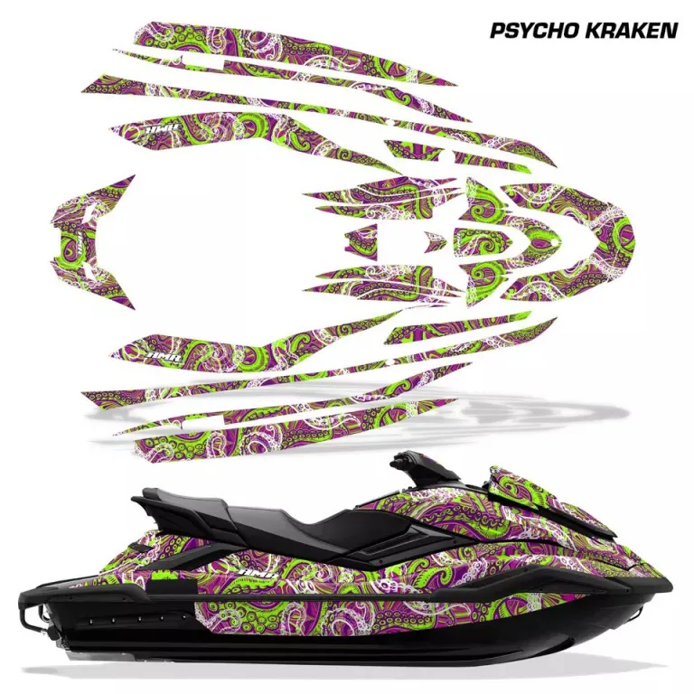 Psycho Kraken Background = Purple, Design color = Green for Yamaha FX Cruiser SVHO 2019-2021
