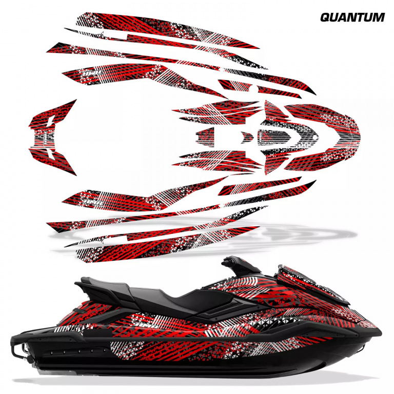 Quantum Hintergrund = Schwarz, Designfarbe = Rot für Yamaha FX Cruiser SVHO 2019-2021