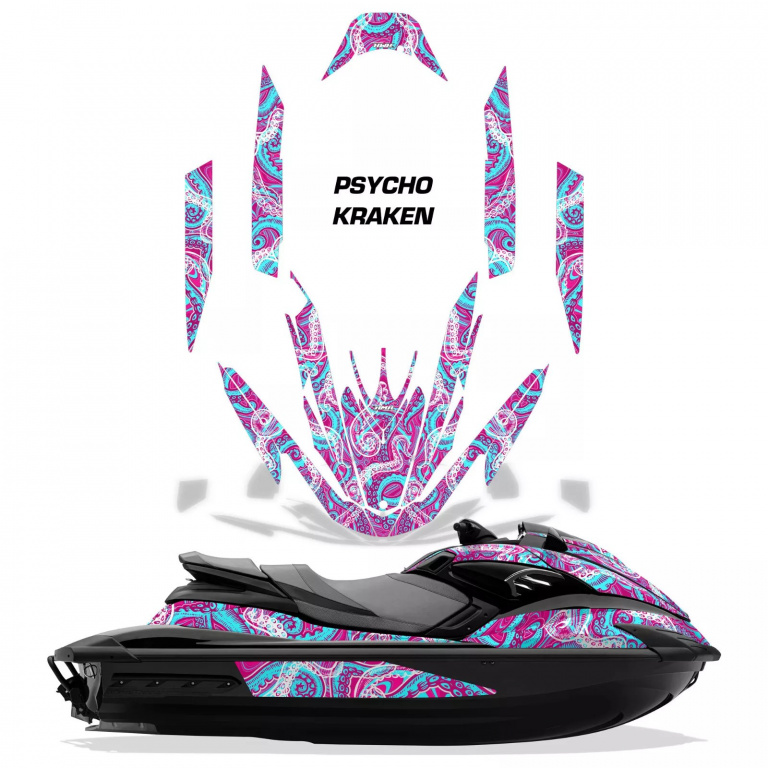 Psycho Kraken Background = Pink, Design color = Teal Blue for Yamaha FZR 2009-2016