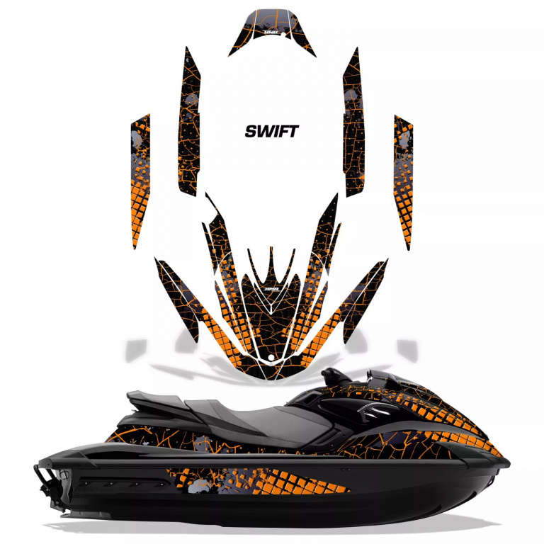 Swift Background = Black, Design color = Orange for Yamaha FZR 2009-2016