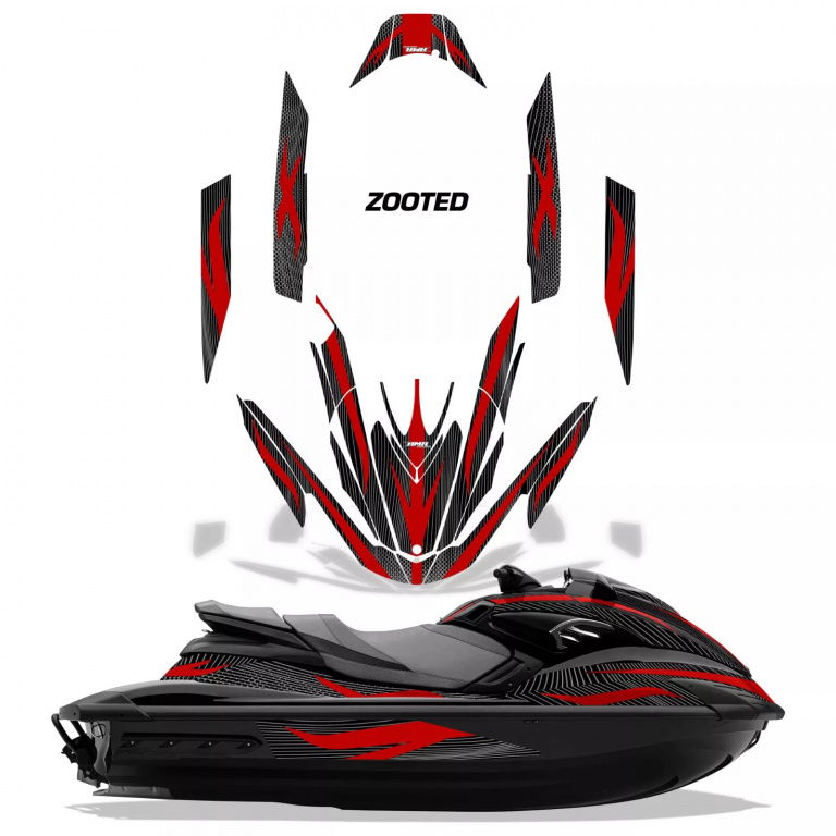 Zooted Background = Black, Design color = Red for Yamaha FZR 2009-2016