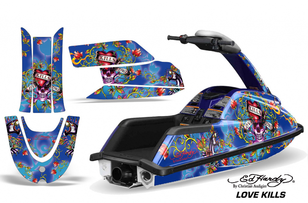 Ed-Hardy - LoveKills Blau für Yamaha Superjet Freestyle (Runde Nase)