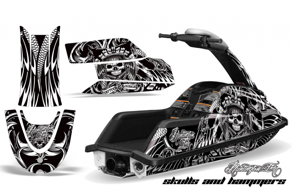 Skulls N Hammers Weiß für Yamaha Superjet Freestyle (Runde Nase)