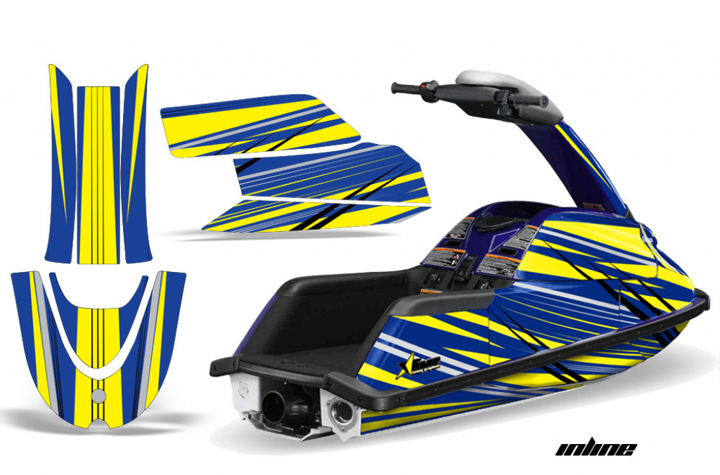 InLine Hintergrund = Blau, Designfarbe = Gelb für Yamaha Superjet Freestyle (Runde Nase)