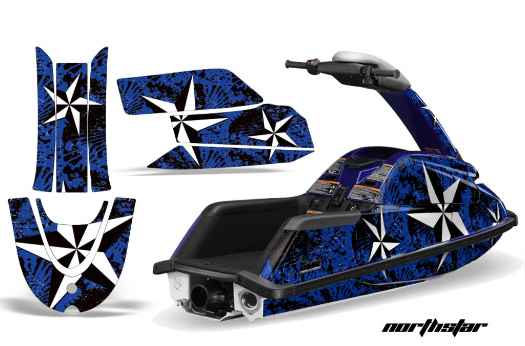 Northstar Hintergrund = Blau, Designfarbe = Weiß für Yamaha Superjet Freestyle (Runde Nase)