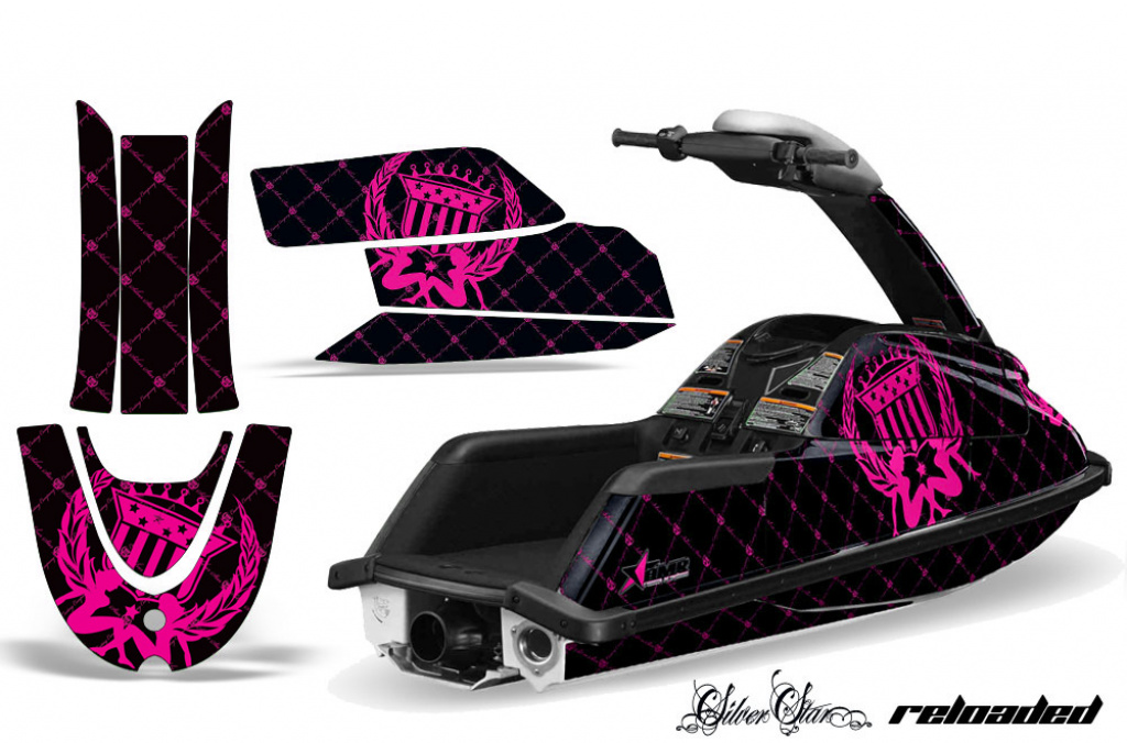 SilverStar - Reloaed Hintergrund = Schwarz, Designfarbe = Pink für Yamaha Superjet Freestyle (Runde Nase)