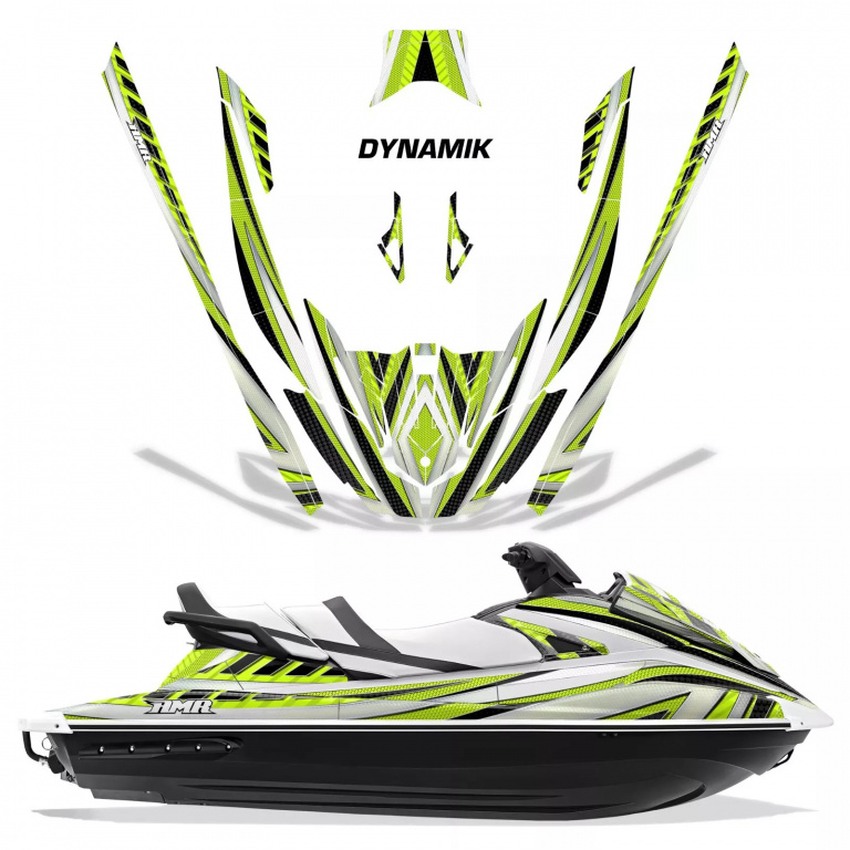 Dynamik Hintergrund = Lime Grün, Designfarbe = Schwarz für Yamaha VX Cruiser/VX Deluxe 2015-2020