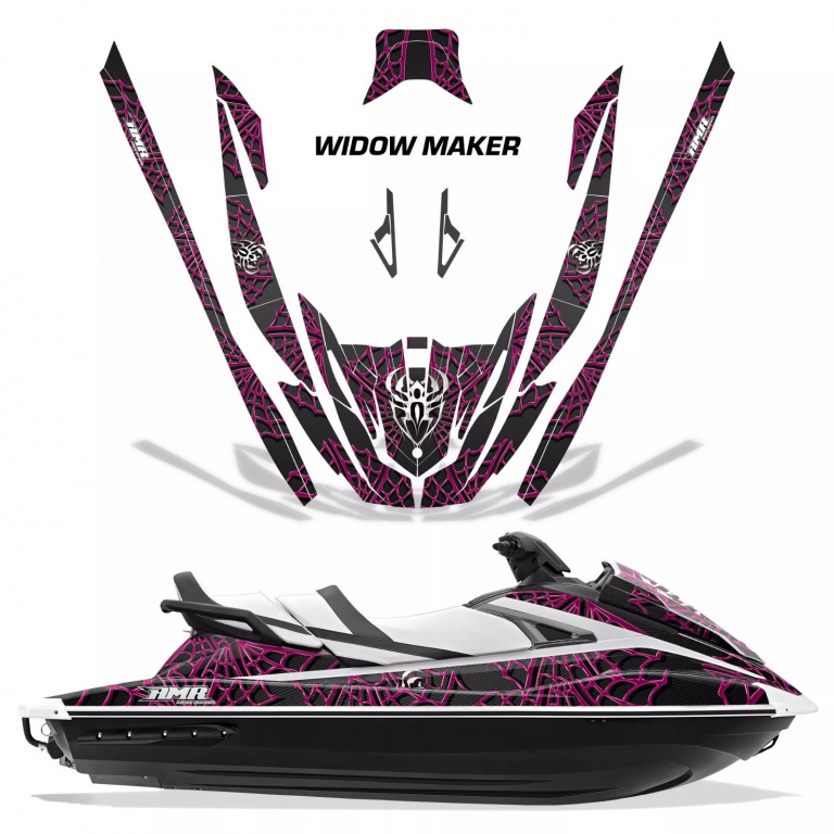 Widow Maker Hintergrund = Schwarz, Designfarbe = Pink für Yamaha VX Cruiser/VX Deluxe 2015-2020
