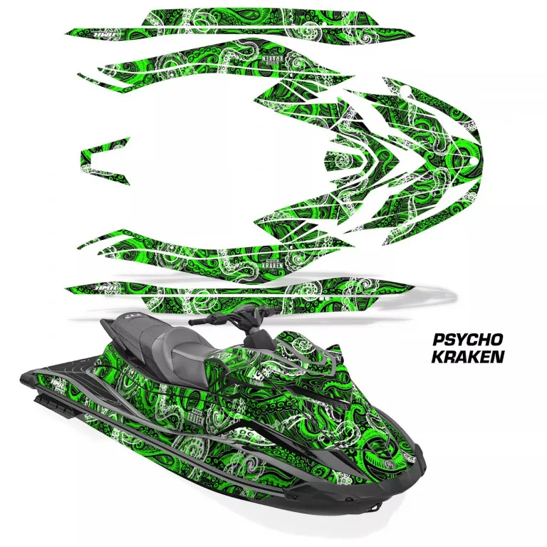 Psycho Kraken Background = Black, Design color = Green for Yamaha WaveRunner GP 1800R 21-23