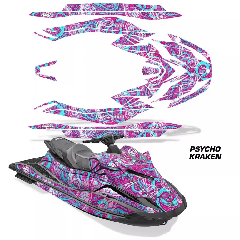 Psycho Kraken Background = Pink, Design color = Teal Blue for Yamaha WaveRunner GP 1800R 21-23