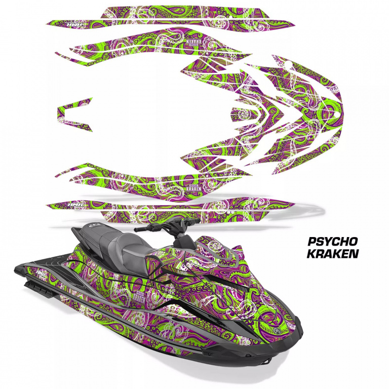 Psycho Kraken Background = Purple, Design color = Green for Yamaha WaveRunner GP 1800R 21-23