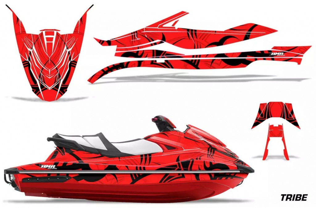 Tribe Hintergrund = Rot, Designfarbe = Schwarz für Yamaha WaveRunner GP 1800 17-20