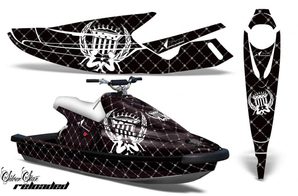 SilverStar - Reloaded Hintergrund = Schwarz, Designfarbe = Weiß für Yamaha Wave Blaster 1993-1996