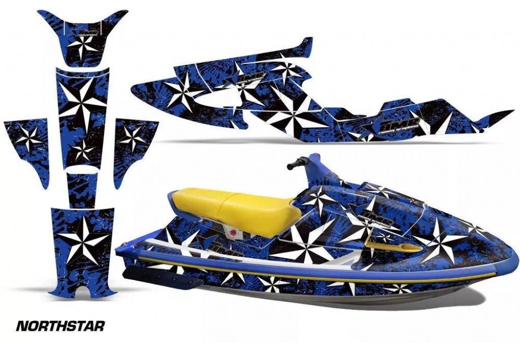 Northstar Hintergrund = Blau, Designfarbe = Weiß für Yamaha Wave Raider 1994-1996