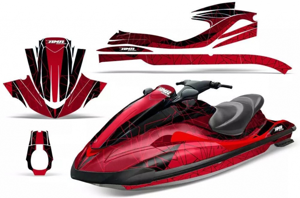 Geometrik Background = Black, Design color = Red for Yamaha Wave Runner 2002-2005