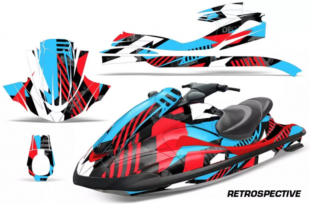 Retrospective Background = Red, Design color = Teal Blue for Yamaha Wave Runner 2002-2005