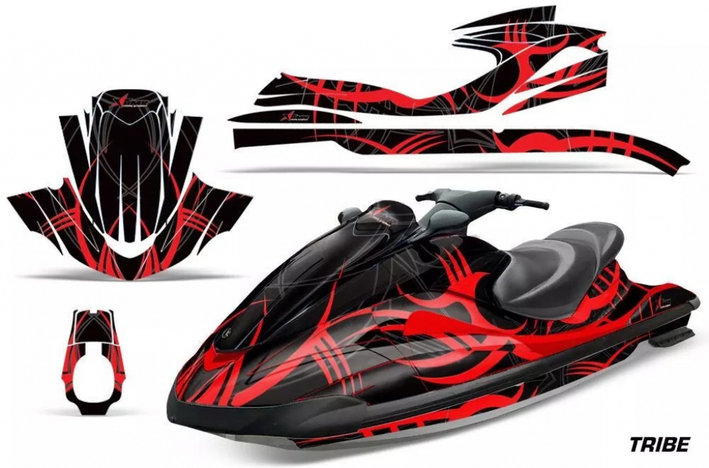 Tribe Background = Black, Design color = Red for Yamaha Wave Runner 2002-2005
