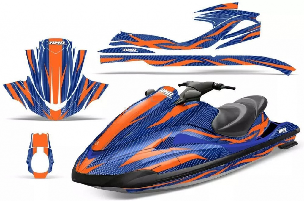 Zooted Background = Blue, Design color = Orange for Yamaha Wave Runner 2002-2005