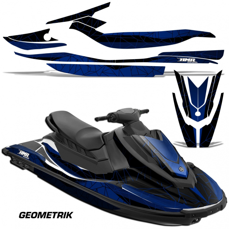 Geometrik Background = Black, Design color = Blue for Yamaha Wave Runner EX Deluxe 17-20