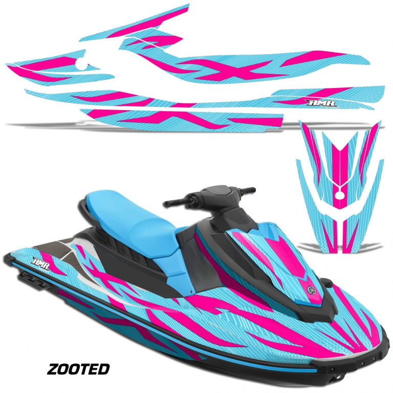 Zooted Background = Aqua Blue, Design color = Pink for Yamaha Wave Runner EX Deluxe 17-20