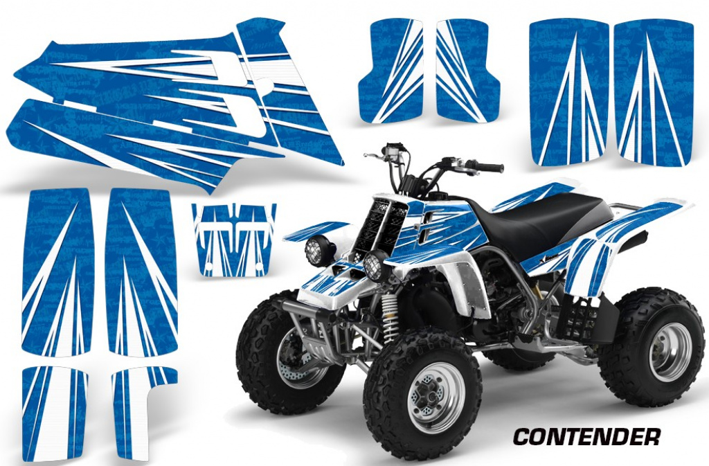 Contender Hintergrund = Blau, Designfarbe = Weiß für Yamaha Banshee YFZ 350