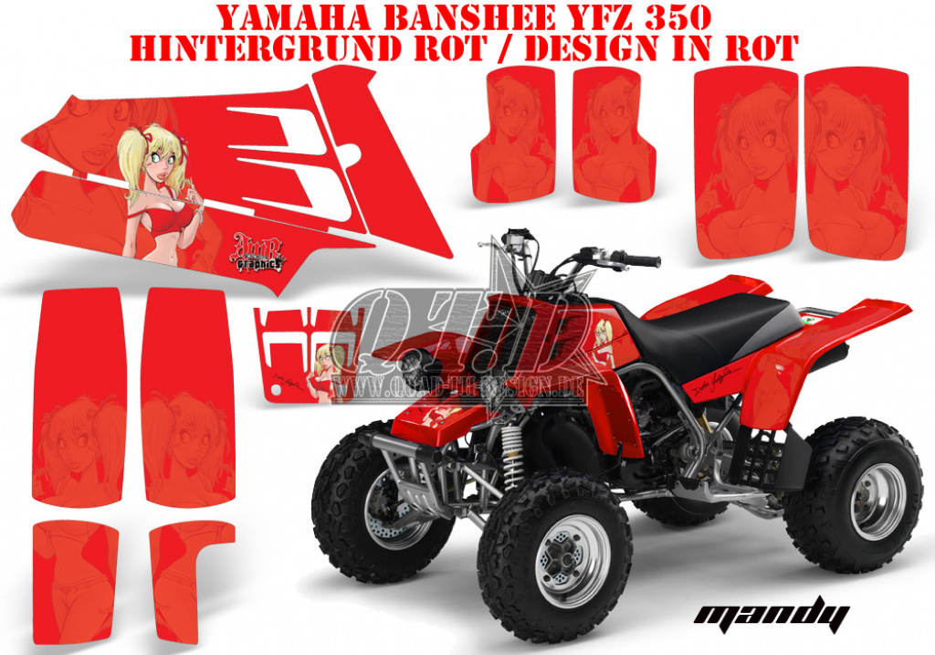 Mandy Hintergrund = Rot, Designfarbe = Rot für Yamaha Banshee YFZ 350