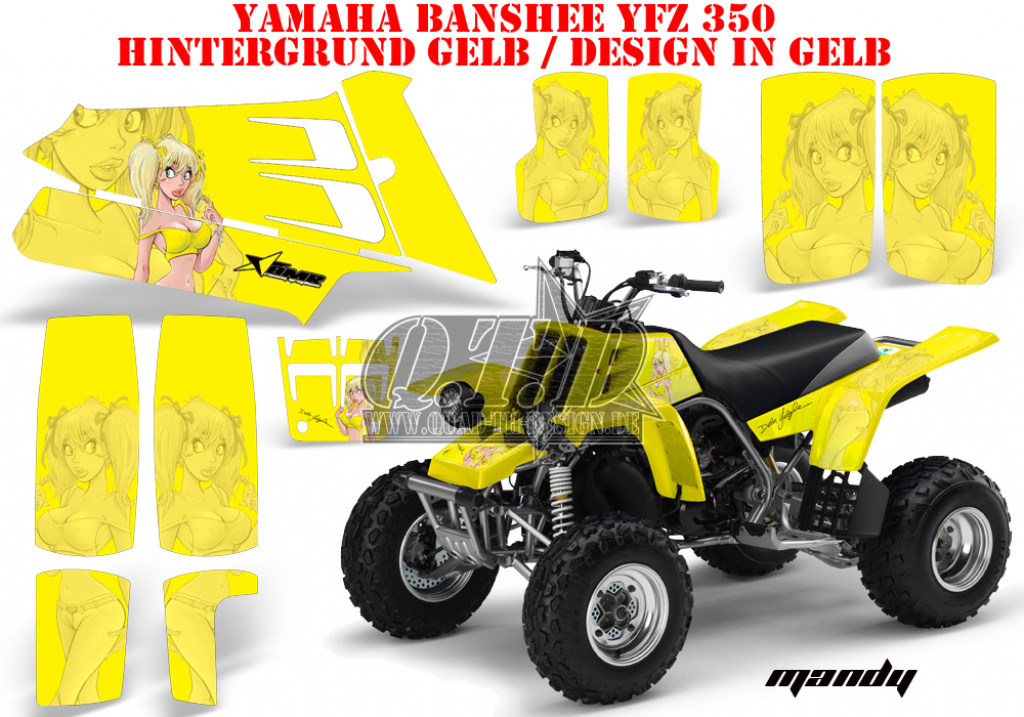Mandy Hintergrund = Gelb, Designfarbe = Gelb für Yamaha Banshee YFZ 350
