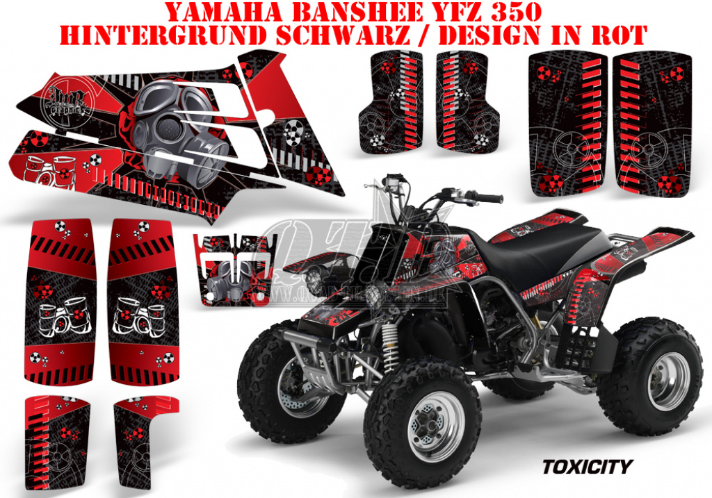 Toxicity Hintergrund = Schwarz, Designfarbe = Rot für Yamaha Banshee YFZ 350
